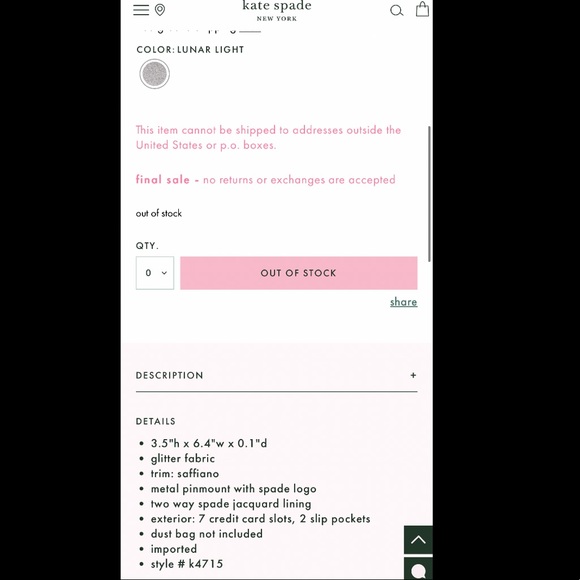 Kate Spade Shimmy Cardholder - Picture 8 of 8